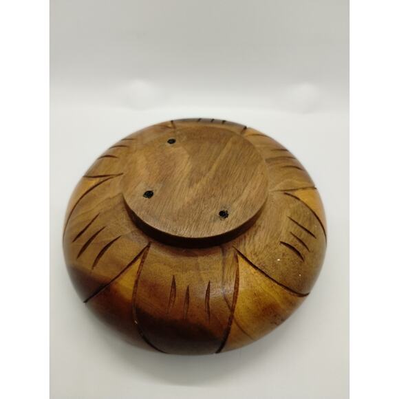 Vintage Hand Carved Wooden Salad Decorative Bowl 7 Inches Wide - Fish Design - Picture 3 of 4